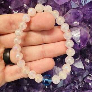 Aura Rose Quartz w/AAA Grade Blue Sapphire Bead Bracelets - 8mm