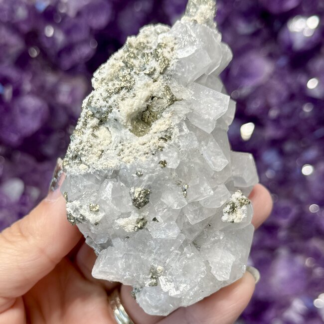 White Calcite & Pyrite (Cocada) Large 3-4" - Rough Raw Natural
