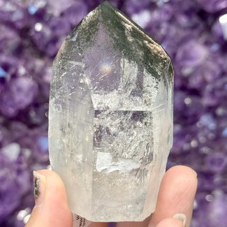 Garden (Landscape Ghost Phantom) Quartz Lodolite Tower Point Generator (Hematite Inclusion) - Large 3" Specimen