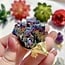 Rainbow (Titanium) Aura Quartz Cluster on Gold (Plated) Hedgehog