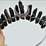 Black Obsidian Crown Tiara - Crescent Moon Rough (Silver Plated) Crystal Headband Hair Accessories