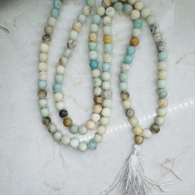 Mixed Assorted Amazonite Japa Malas - Japamalas Prayer Meditation Mantra Counting Beads Necklace - 8mm