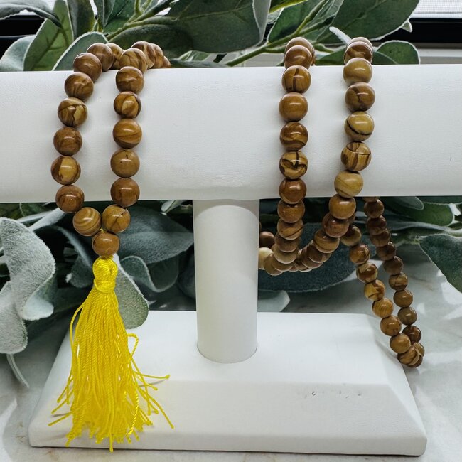 Camel Jasper Japa Malas - Japamalas Prayer Meditation Mantra Counting Beads Necklace - 8mm