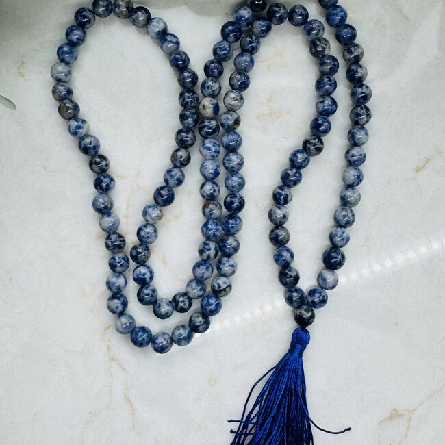 Sodalite Japa Malas - Japamalas Prayer Meditation Mantra Counting Beads Necklace - 8mm