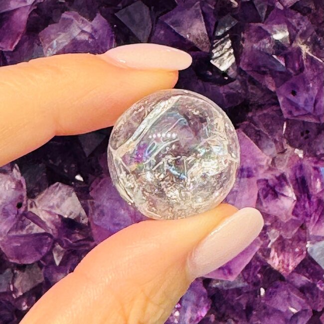 Clear Quartz Sphere Orb (Rainbow Inclusions) Small - 10 - 20mm