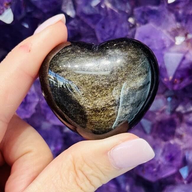 Goldsheen (Gold Sheen Golden) Obsidian Puffy Heart - Medium