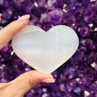 Selenite (Satin Spar Gypsum) Charging Hearts - 3" Large