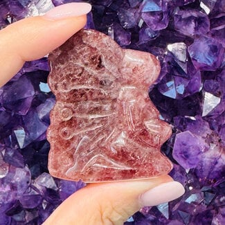 Strawberry Quartz (Red Guava) Fairy Fae Fairies Carvings - Medium  2"