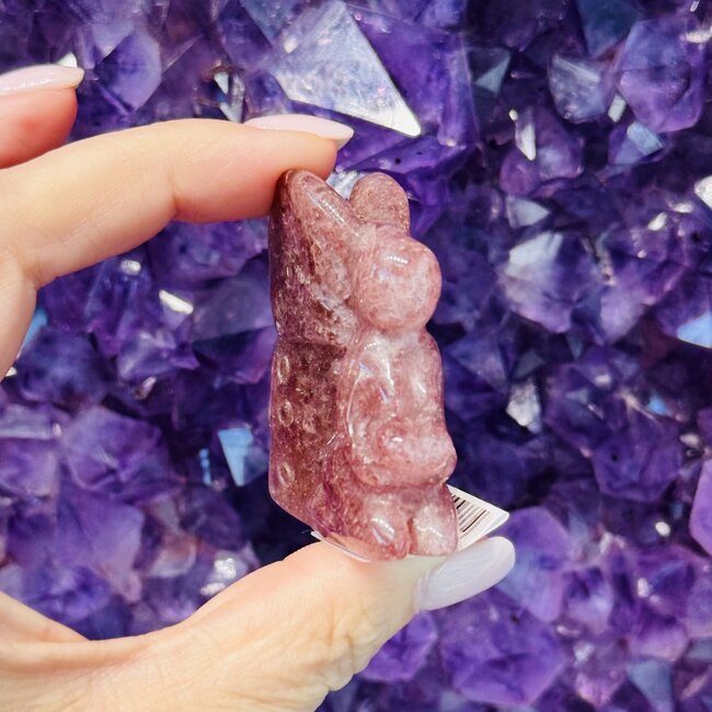 Strawberry Quartz (Red Guava) Fairy Fae Fairies Carvings - Medium  2"