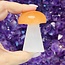 Selenite (Satin Spar Gypsum) Mushrooms with Orange Peach Selenite Top - 2-3" Medium
