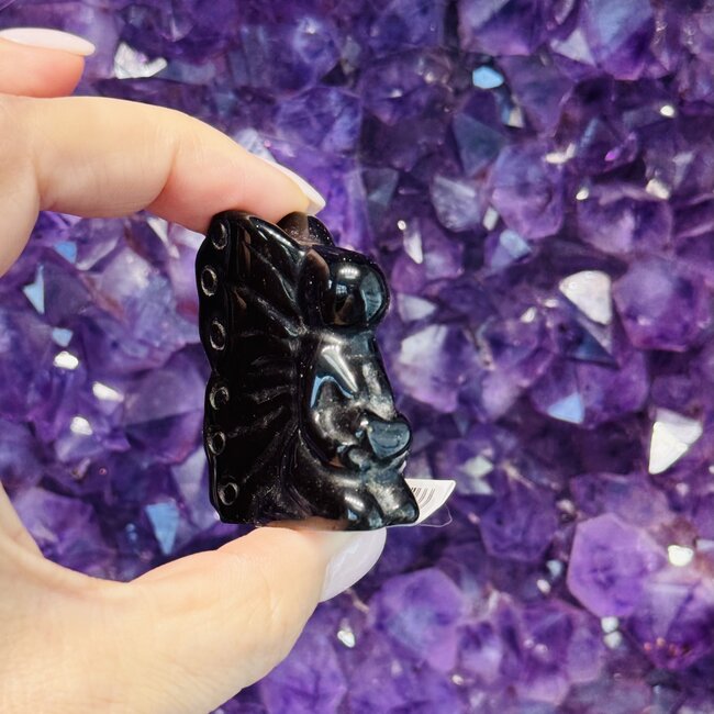 Black Obsidian Fairy Fae Fairies Carvings - Medium  2"