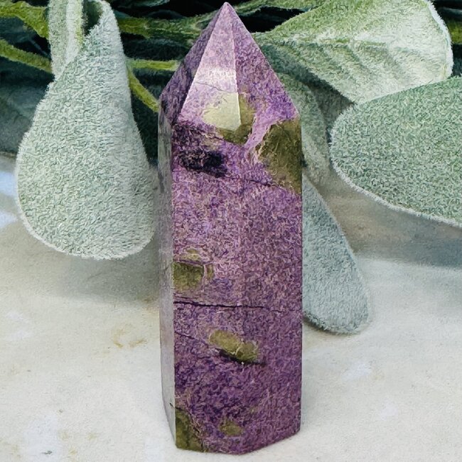 Atlantisite, Stichtite in Serpentine Tower Point Generator - Medium (3 - 4")