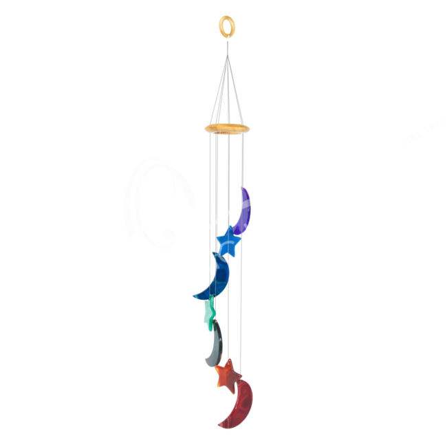 7 pc Agate Moon & Star Wind Chime Windchime Mobile