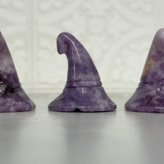 Lepidolite Witch's Pointed Hat - Witches Samhain Carving 2"