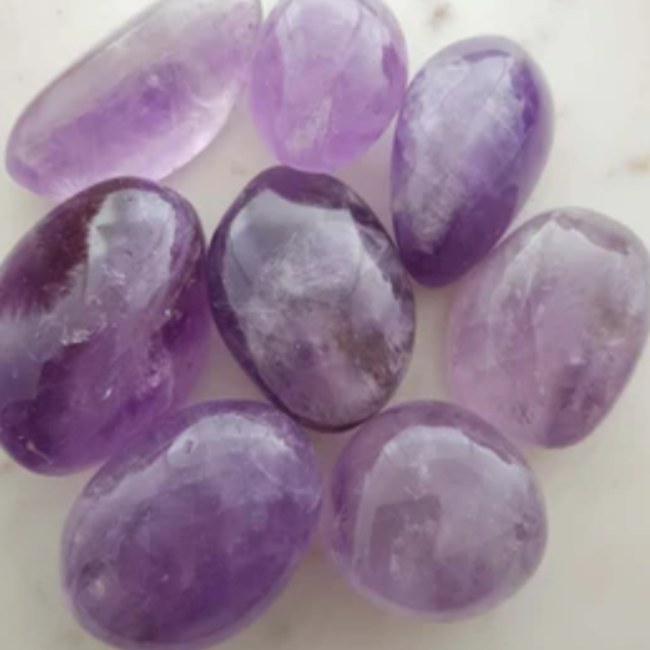 Amethyst Palm Pillow Pocket Stone - Large