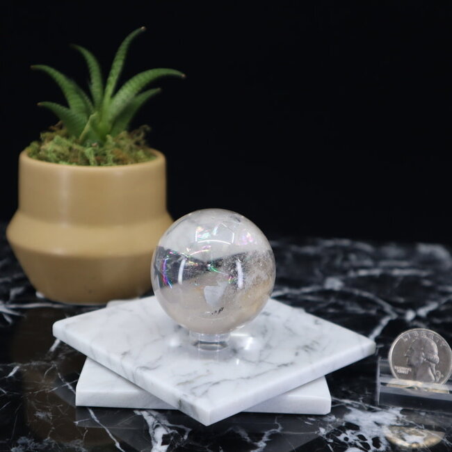 Clear (Crystal) Quartz Sphere Orb - 45-50mm & Sphere Stand