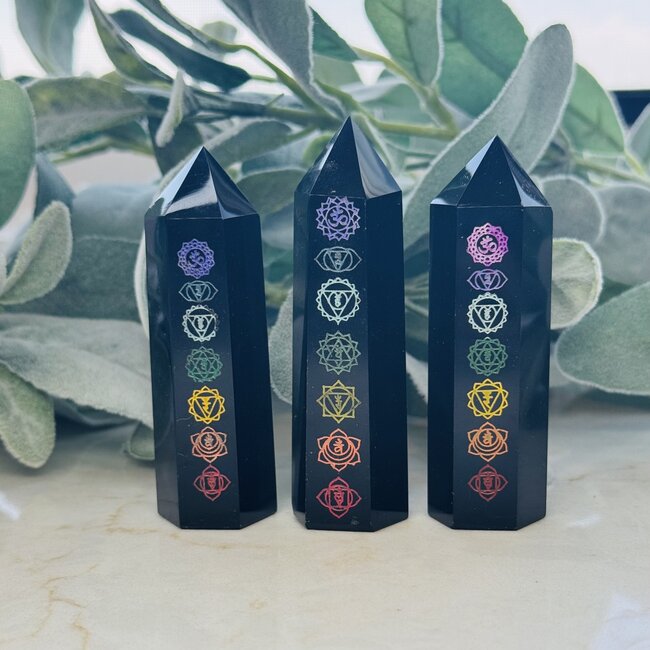 Black Obsidian Chakra Tower Point Generator - Medium 3-4"