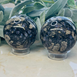 Que Sera (Blue Opal Llianite Galaxy Rhyolite Liberite Glaucophane) Sphere Orb - 60-65mm Que Sera (Blue Opal Llianite Galaxy Rhyolite Liberite Glaucophane) Sphere Orb - 60-65mm