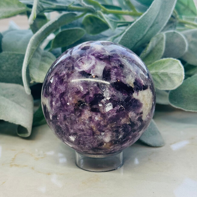 Lepidolite & Mica (Mucovite) Sphere Orb - 70-75mm