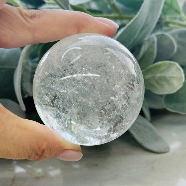 Clear (Crystal) Quartz Sphere Orb - 55-60mm & Sphere Stand