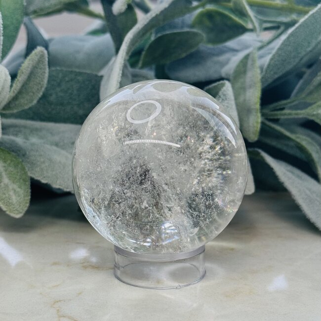 Clear (Crystal) Quartz Sphere Orb - 45-50mm & Sphere Stand
