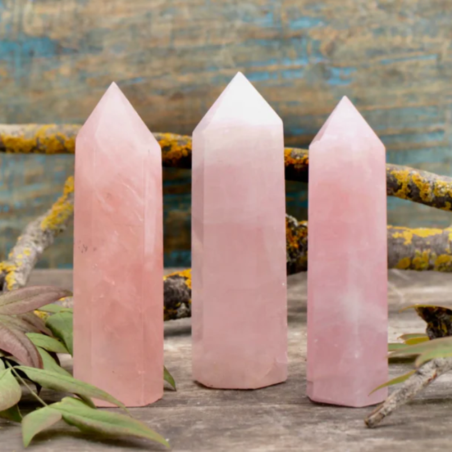 Star Rose Quartz Tower Point Generator - Medium (2-3")