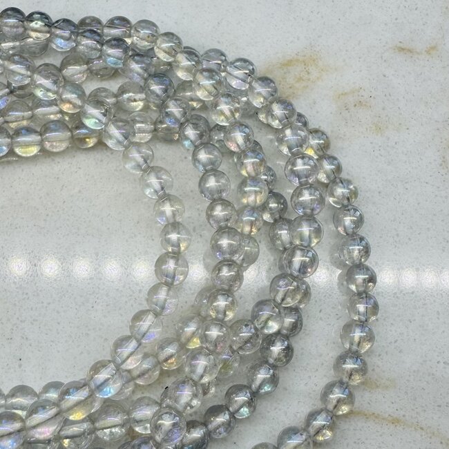 White Angel Aura Quartz Bracelets - 4mm Clear Mini