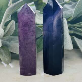 Purple Flower Fluorite Tower Point Generator- Medium (2-3")
