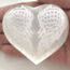 Selenite (Satin Spar Gypsum) Angel Winged Engraved Puffy Hearts - Large