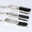 Selenite (Satin Spar Gypsum) & Black Tourmaline Pendants - Stacked Rough Raw Natural - Silver Plated 1-2"