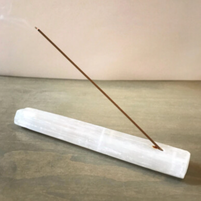 Selenite (Satin Spar Gypsum) Incense Holder Burner Sled - 10" Plate
