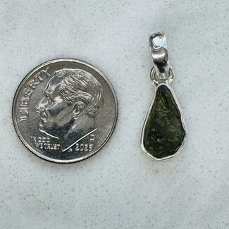 Moldavite Pendants - #2 Rough Raw Natural Large - Bezel Set Sterling Silver