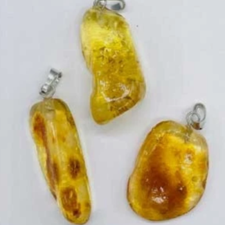 Amber Pendants - Tumbled Silver Plated
