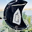 Black Agate Crescent Moons on Silver Stand Pin - 7-8" Large