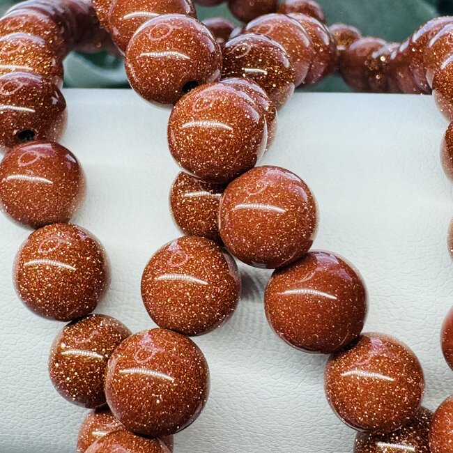 Red Gold Goldstone (Sandstone Gold Stone) Japa Malas - Japamalas Prayer Meditation Mantra Counting Beads Necklace - 8mm