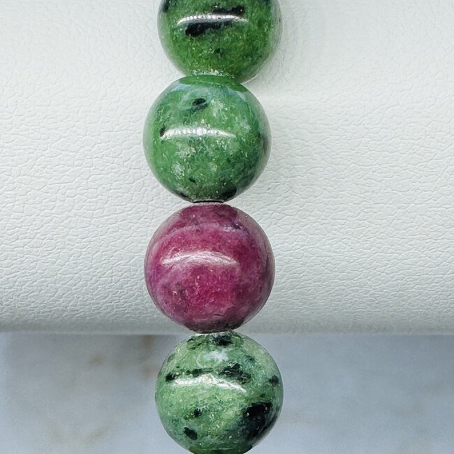 Ruby Zoisite Japa Malas Green Tassel  - Japamalas Prayer Meditation Mantra Counting Beads Necklace - 8mm