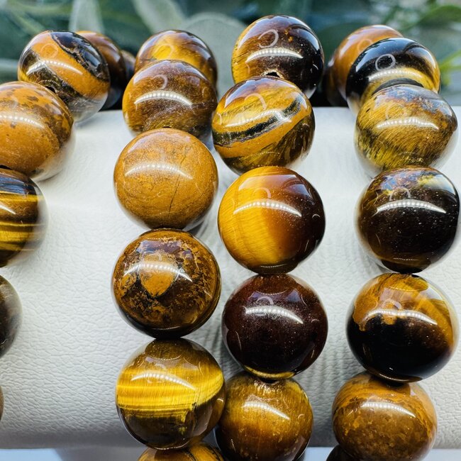 Gold Tigers Eye Japa Malas Brown Tassel - Prayer Meditation Mantra Counting Beads - 8mm