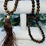 Gold Tigers Eye Japa Malas Brown Tassel - Prayer Meditation Mantra Counting Beads - 8mm