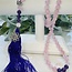 Amethyst & Rose Quartz  Japa Mala with Lotus - Japamalas Prayer Meditation Mantra Counting Beads Necklace - 8mm