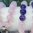 Amethyst & Rose Quartz  Japa Mala with Lotus - Japamalas Prayer Meditation Mantra Counting Beads Necklace - 8mm
