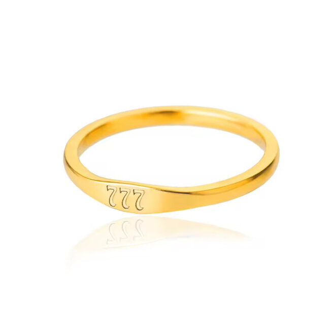 777 Gold Plated Rings - Size 9 Simple Stackable