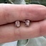 Rhodochrosite Earrings - Stud Bezel Rough Raw Natural - Sterling Silver