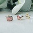 Rhodochrosite Earrings - Stud Bezel Rough Raw Natural - Sterling Silver
