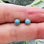 Turquoise Earrings - 5mm Round Studs - Bezel Set Sterling Silver