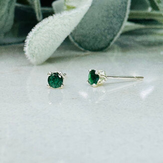 Emerald Earrings - 3mm Faceted Studs - Sterling Silver Gemstone Jewelry
