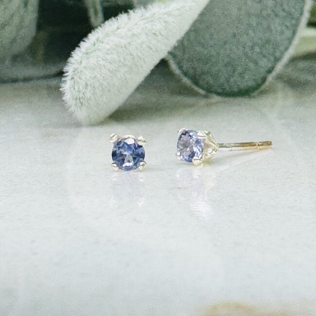 Tanzanite Earrings - 3mm Faceted Studs - Sterling Silver Gemstone Jewelry