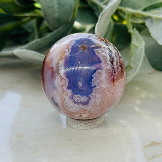 Blue Flower Agate Sphere Orb - 40-45mm