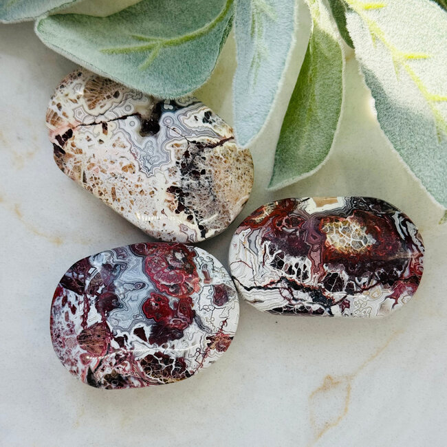 Mexican Lace Agate Palm Pillow Pocket Stones