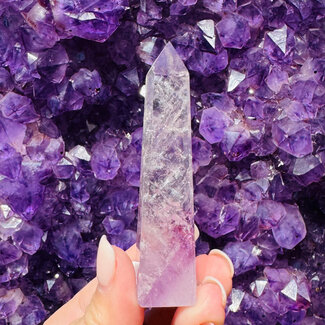 Clear Quartz & Amethyst Obelisk - Small 3" Point Tower Generator