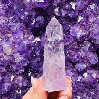 Clear Quartz & Amethyst Obelisk - Medium 3-4" Point Tower Generator